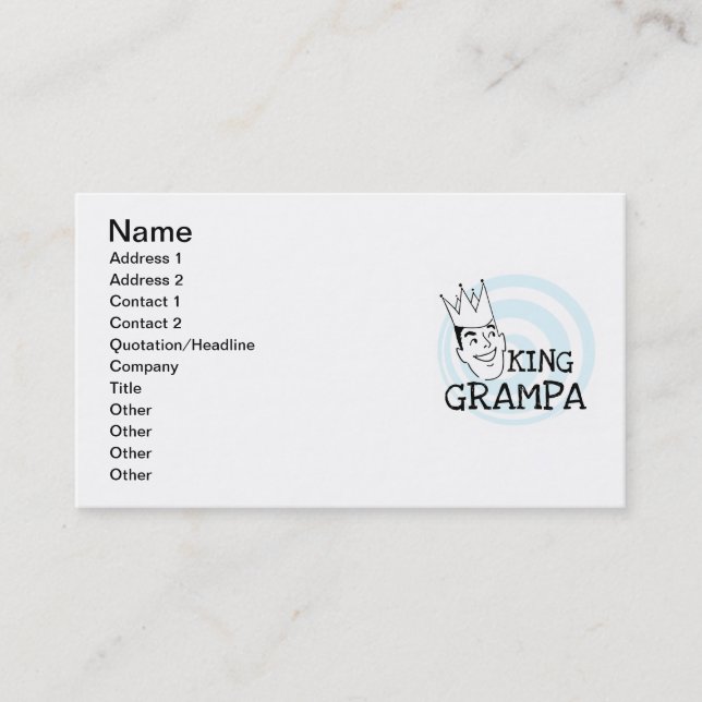Carte De Visite T-shirts et cadeaux King Grampa (Devant)