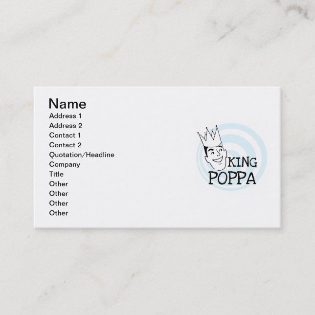 Carte De Visite T-shirts et cadeaux King Poppa (Devant)