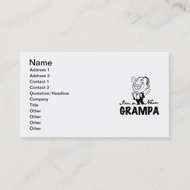 Carte De Visite T-shirts et cadeaux souriants New Grampa (Devant)