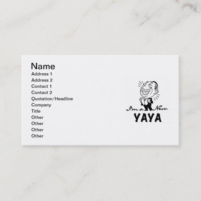 Carte De Visite T-shirts et cadeaux Yaya Yaya souriants (Devant)