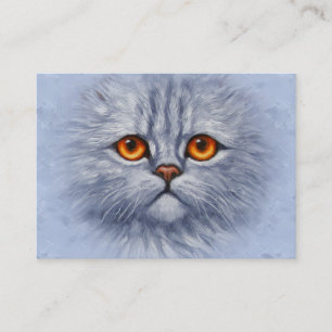 Carte De Visite Tabby Fluffé Chat Kitten Visage gris clair