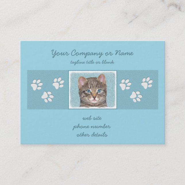 Carte De Visite Tabby Gris Peinture Chat - Cute Original Art Chat (Devant)