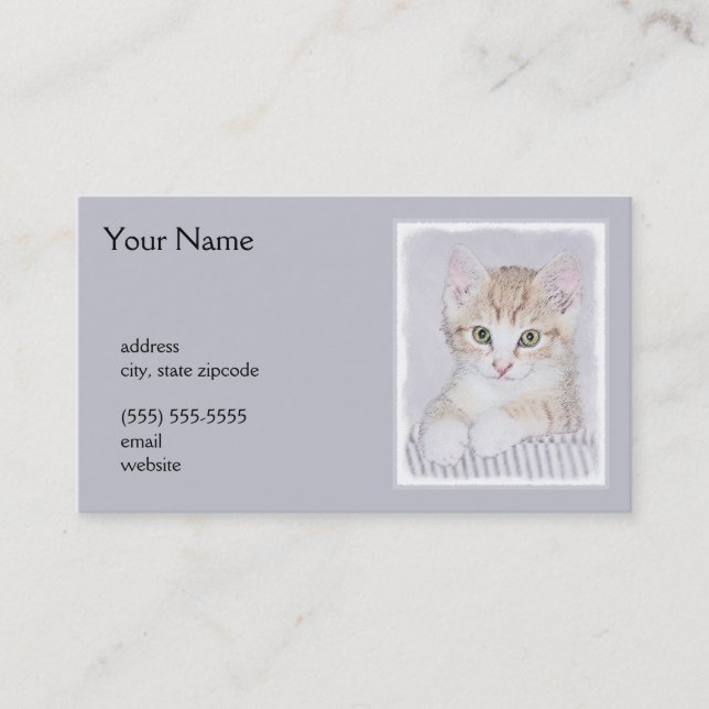 Carte De Visite Tabby Orange Kitten Peinture - Art Chat original (Devant)