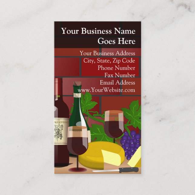 Carte De Visite Table de fromage de vin Scène Nourriture Restauran (Devant)