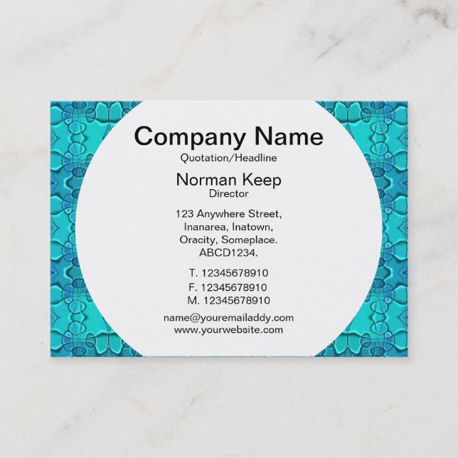 Carte De Visite Table ronde - Aqua Blue Fest (Devant)
