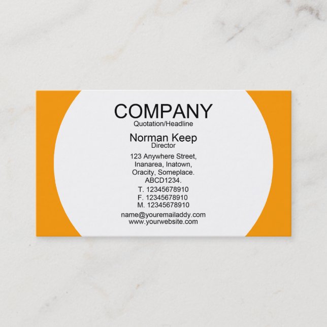 Carte De Visite Table ronde - Blanc avec orange FF9900 (Devant)