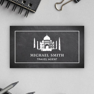 Carte De Visite Tableau Noir Blanc Agence de Voyages Taj Mahal