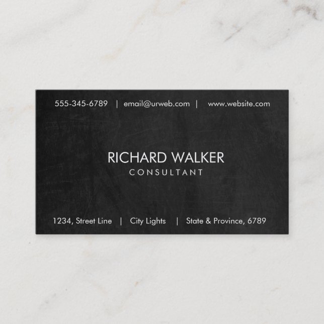 Carte De Visite Tableau noir Chalkboard Elégant Moderne Profession (Devant)