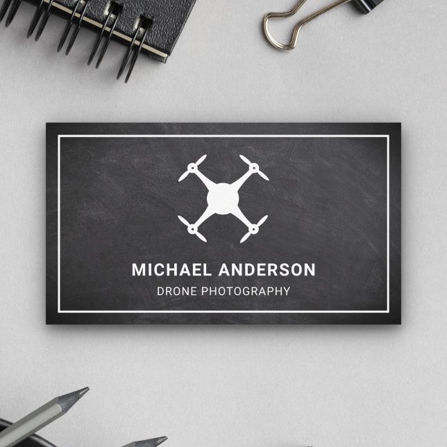 Carte De Visite Tableau Noir Moderne Photographie De Drone (Créateur téléchargé)