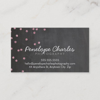 Carte De Visite Tableau noir POINTS parties scintillant rose bébé
