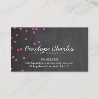 Carte De Visite Tableau noir POINTS parties scintillant rose chaud