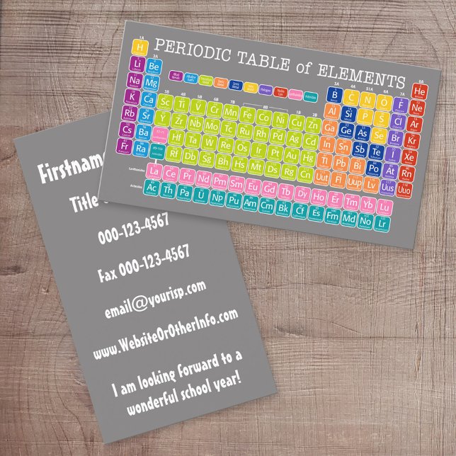 Carte De Visite Tableau périodique des éléments : Retour à l'école (Custom Printed Online Business Card)