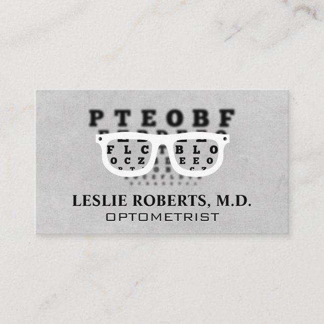Carte De Visite Tableau visuel des lunettes de prescription | Opto (Devant)
