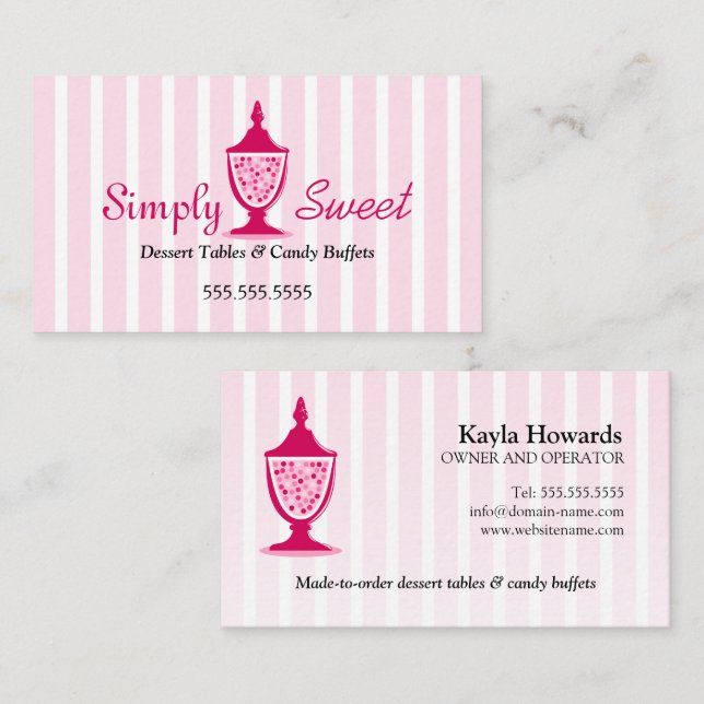 Carte De Visite Tables de buffet de bonbons et de desserts (Devant / Derrière)