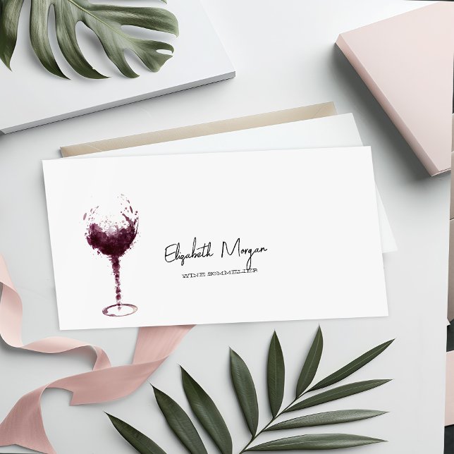Carte De Visite Tache de vin à l'aquarelle professionnelle Verre à (Créateur téléchargé)