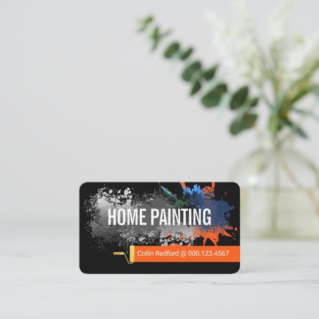 Carte De Visite Taches de peinture créatives pour la maison (Debout devant)