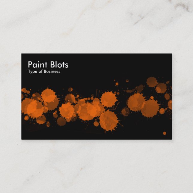 Carte De Visite Taches de peinture - Orange sur noir (Devant)