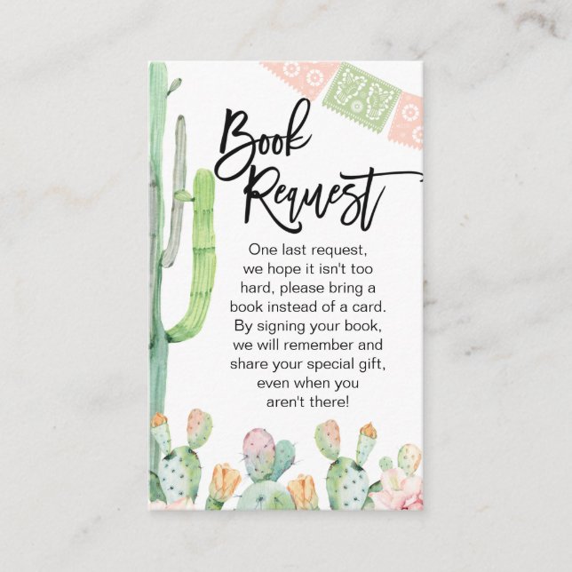 Carte De Visite Taco Cactus Fiesta Thématique Demande de livre Ins (Devant)