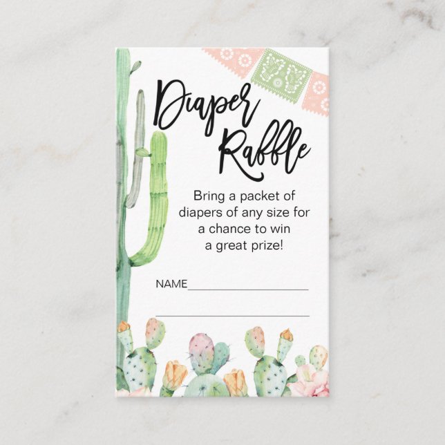Carte De Visite Taco Cactus Fiesta Thème Diaper Raffin Insertion (Devant)