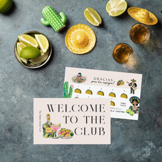 Carte De Visite Taco Loyalty Card | Fiesta Rewards Punch Card (Créateur téléchargé)