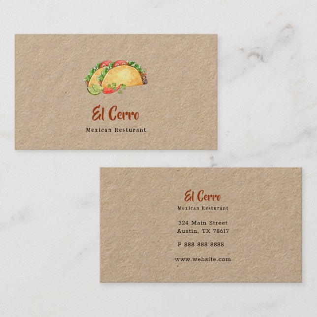 Carte De Visite Taco nourriture mexicaine  (Devant / Derrière)