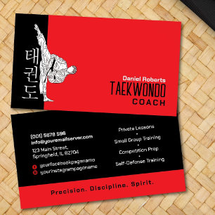 Carte De Visite Taekwondo Coach - Artiste martiale et symbole Hang