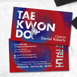Carte De Visite Taekwondo entraîneur - Symbole Hangul et coup de p