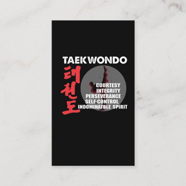 Carte De Visite Taekwondo Tenets Martial Arts Tae kwon do (Devant)