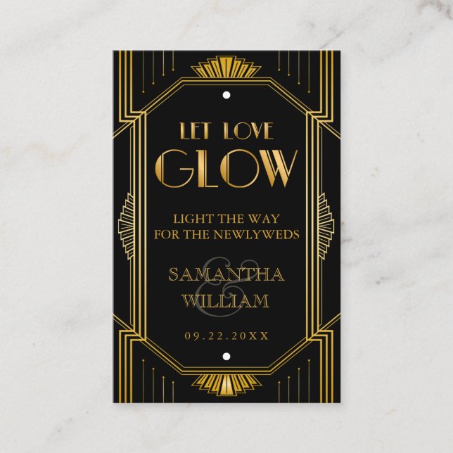 Carte De Visite Tag d'envoi du Mariage d'or Art Déco vintage (Devant)
