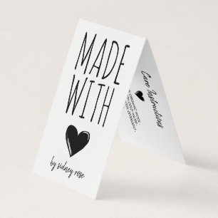 Carte De Visite Tag Fabriqué avec amour Doodled Heart Hang