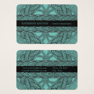 CARTE DE VISITE TAILLE EURO EN MAILLE CÂBLÉE TEAL