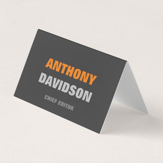Carte De Visite Taille parfaite alternative Gris Orange Texte en g (Devant)