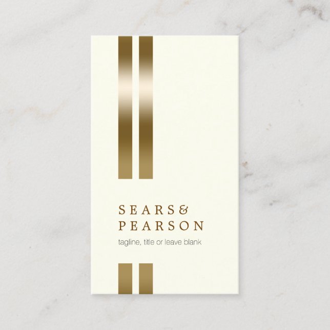 Carte De Visite Talent Manager Double Gold Stripe Elegant Blanc (Devant)
