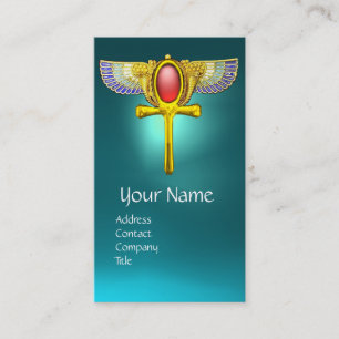 Carte De Visite TALISMAN ROUGE,ÉGYPTIEN VITRÉ ANKH ,CORNUCOPIE tur