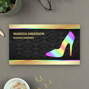 Carte De Visite Talons hauts Stilettos arc-en-ciel colorés en feui