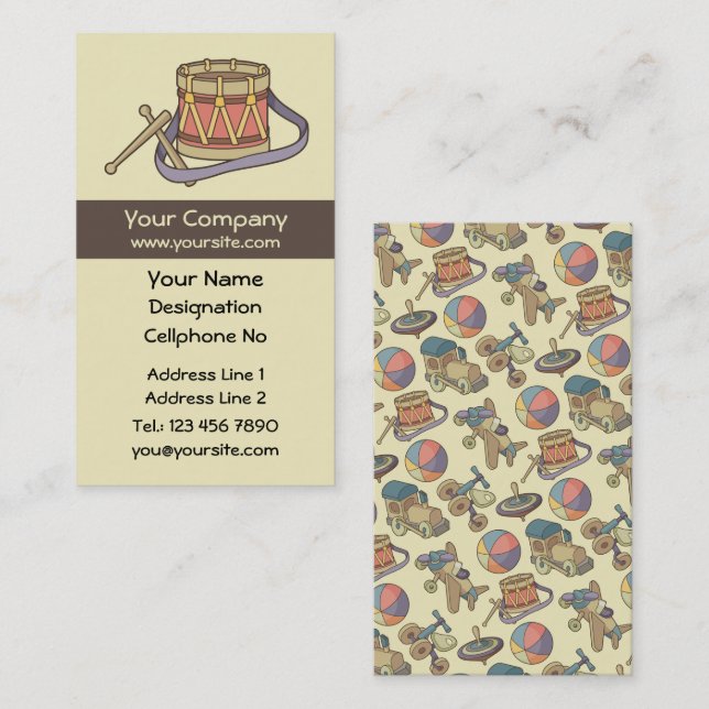 Carte De Visite Tambour de jouets (Devant / Derrière)