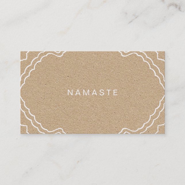 Carte De Visite Tan et blanc Simple Namaste Yoga Enseignant (Devant)