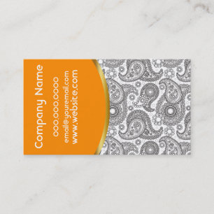Carte De Visite Tangerine Black Paisley