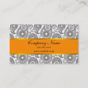 Carte De Visite Tangerine Black Paisley