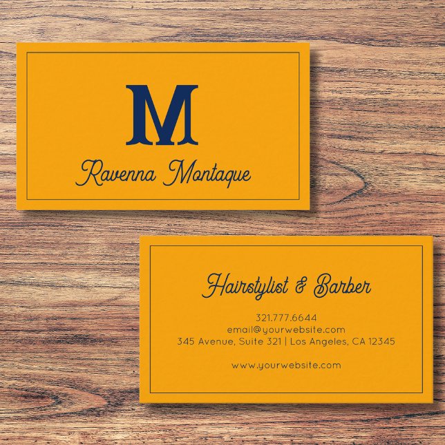 Carte De Visite Tangerine Moderne Nom de Lettre de Monogramme Pers (Créateur téléchargé)