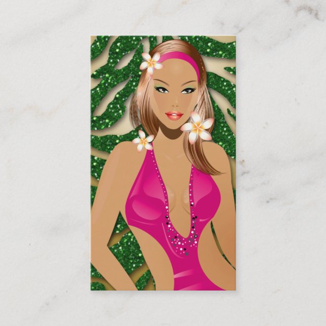 Carte De Visite Tanning À feuillage persistant Sparkle Zebra Green (Devant)