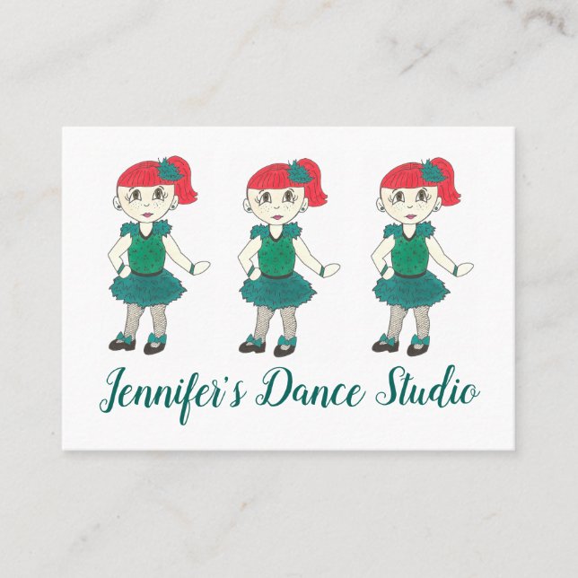 Carte De Visite Tap Dance School customisée Studio Professeur Vert (Devant)