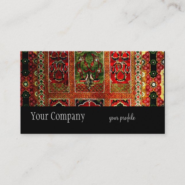Carte De Visite Tapis Oriental rouge vert (Devant)