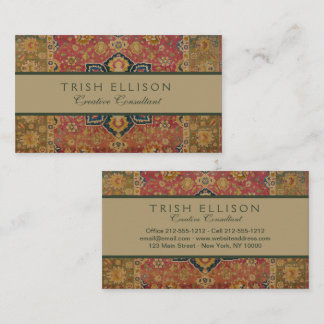 Carte De Visite Tapis rouge or Kashan tapis Perse Asiatique