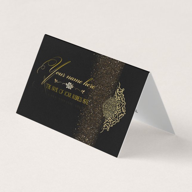 Carte De Visite Tarjeta de visita plegada personalizada negra (Devant)
