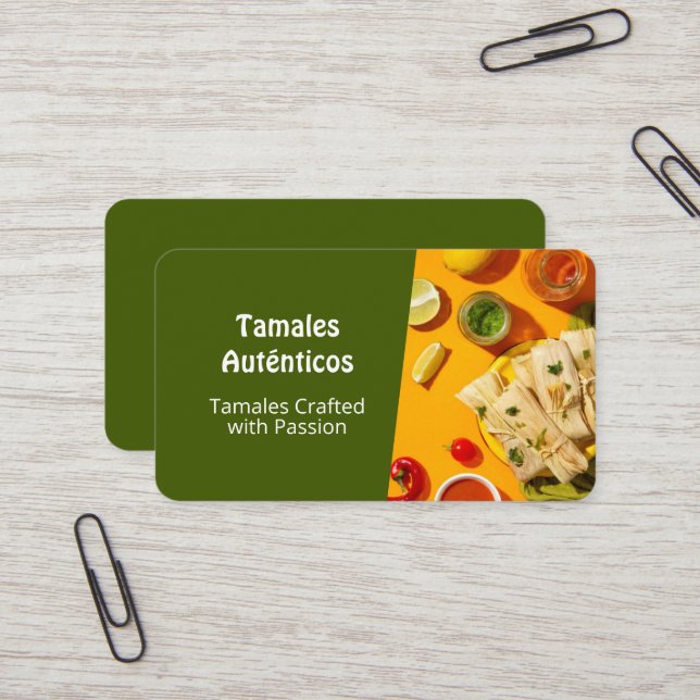 Carte De Visite Tarjetas de Negocio Tamales (Devant/Arrière en situation)