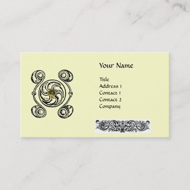 Carte De Visite TAROT 2 noir blanc crème monogramme (Devant)