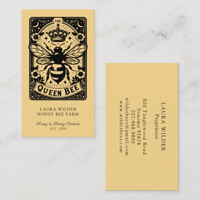 Carte De Visite Tarot Bee Theme Honey Bee Apiary Farm Beekeeper (Devant / Derrière)