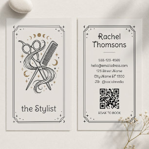 Carte De Visite Tarot Black Celestial Manucure Minimaliste Ongle