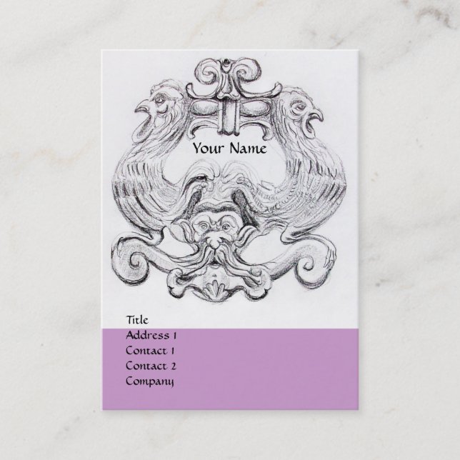 Carte De Visite TAROT BLACK WHITE GROTESQUE DRAWING MONOGRAM Lilac (Devant)